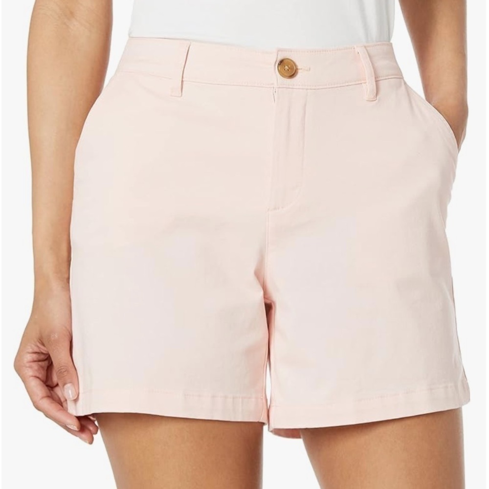 NWT Amazon Essentials Women's Mid-Rise 5 Inch Inseam dusty pink shorts